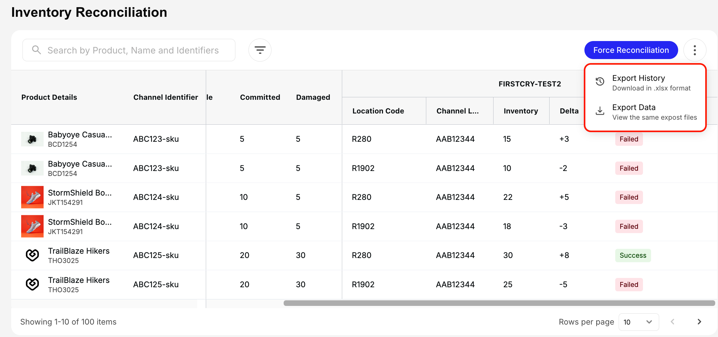 Reconciliation Export Option