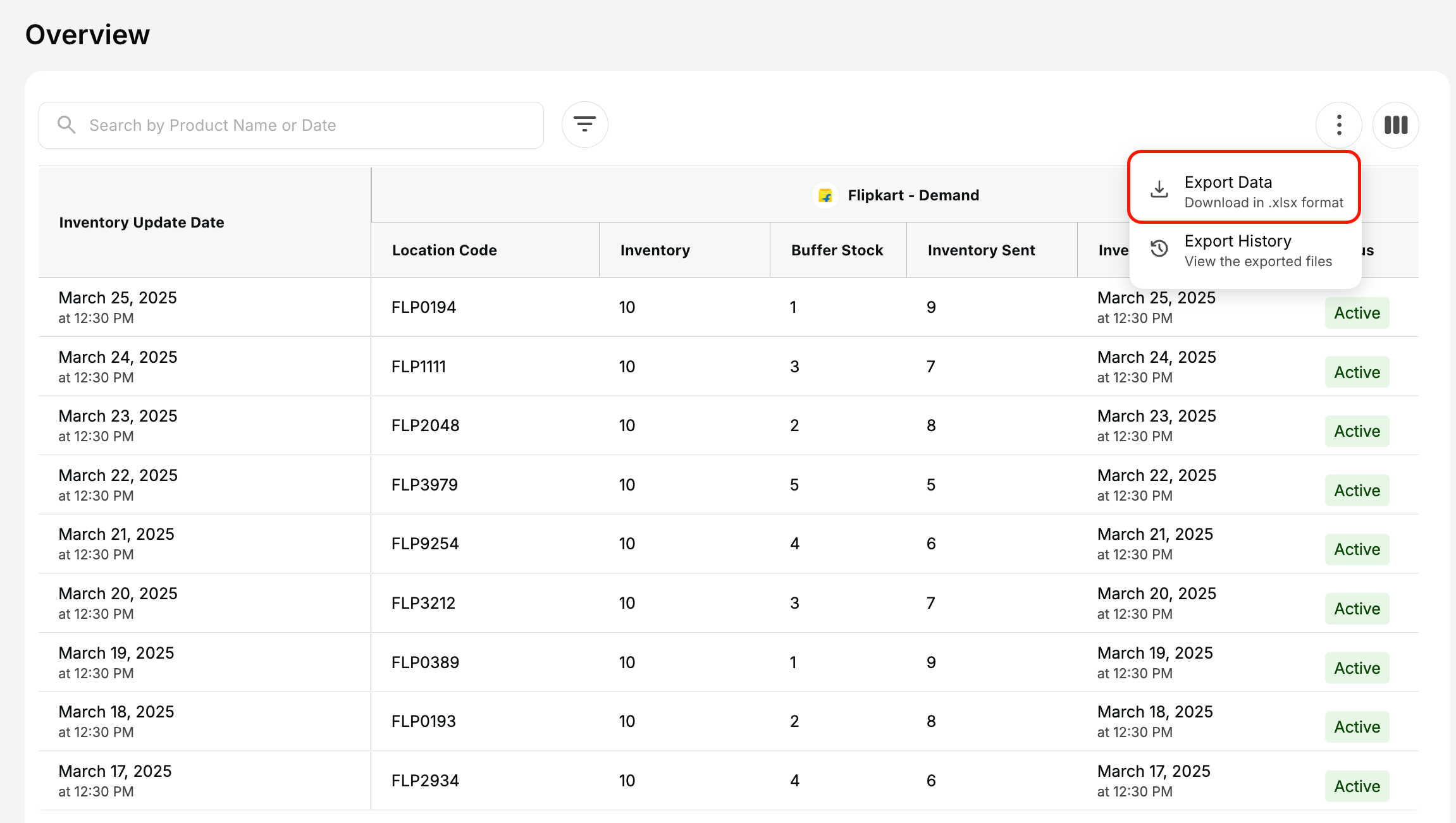Snapshots Export Navigation