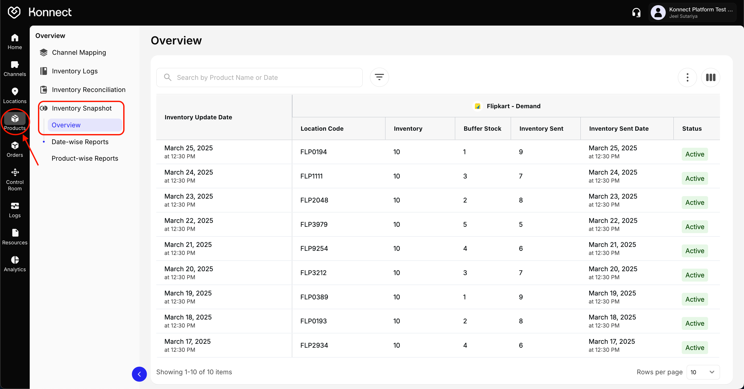 Snapshots Overview Panel