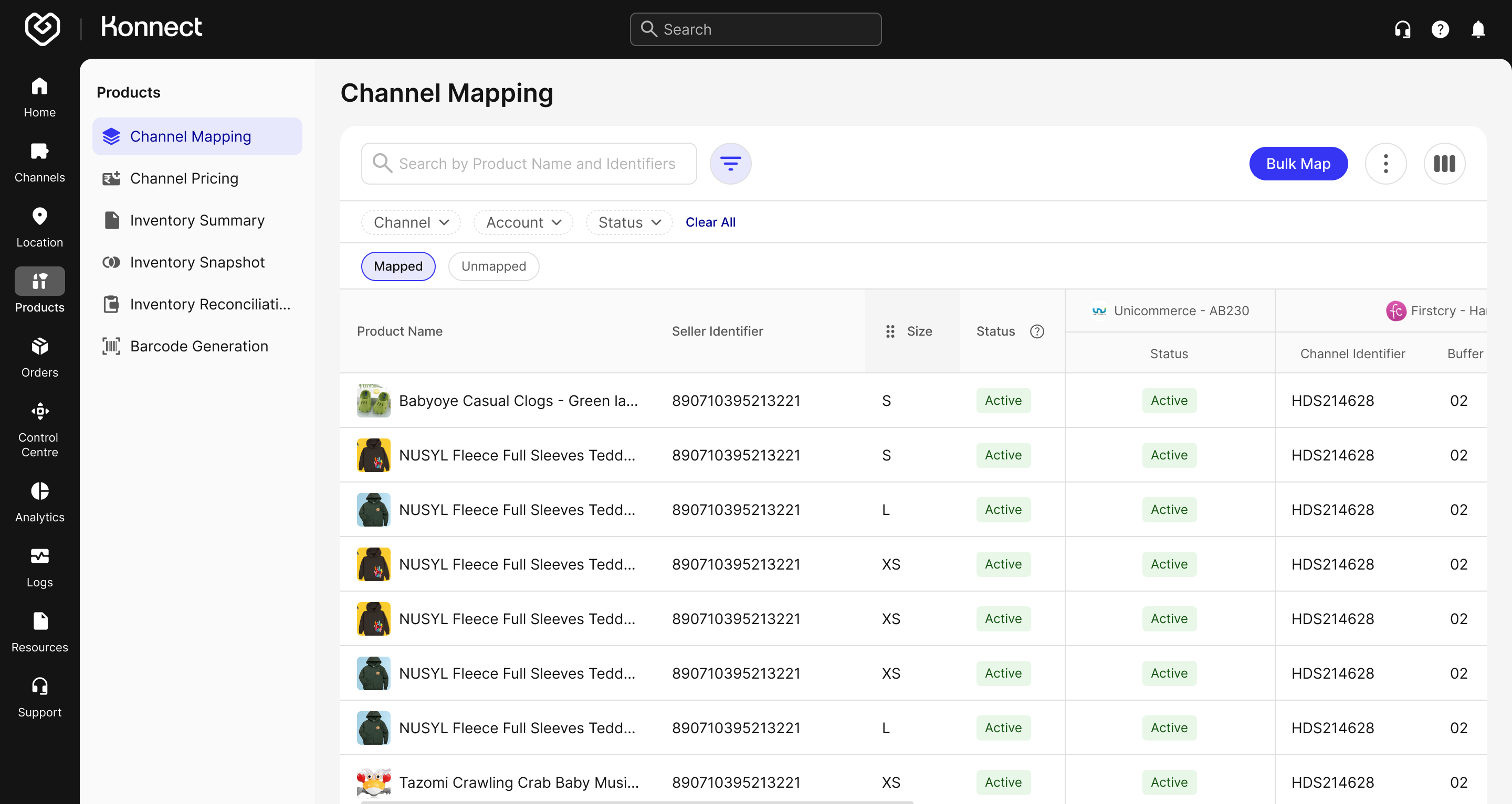 Unified Products Panel - Channel Mapping