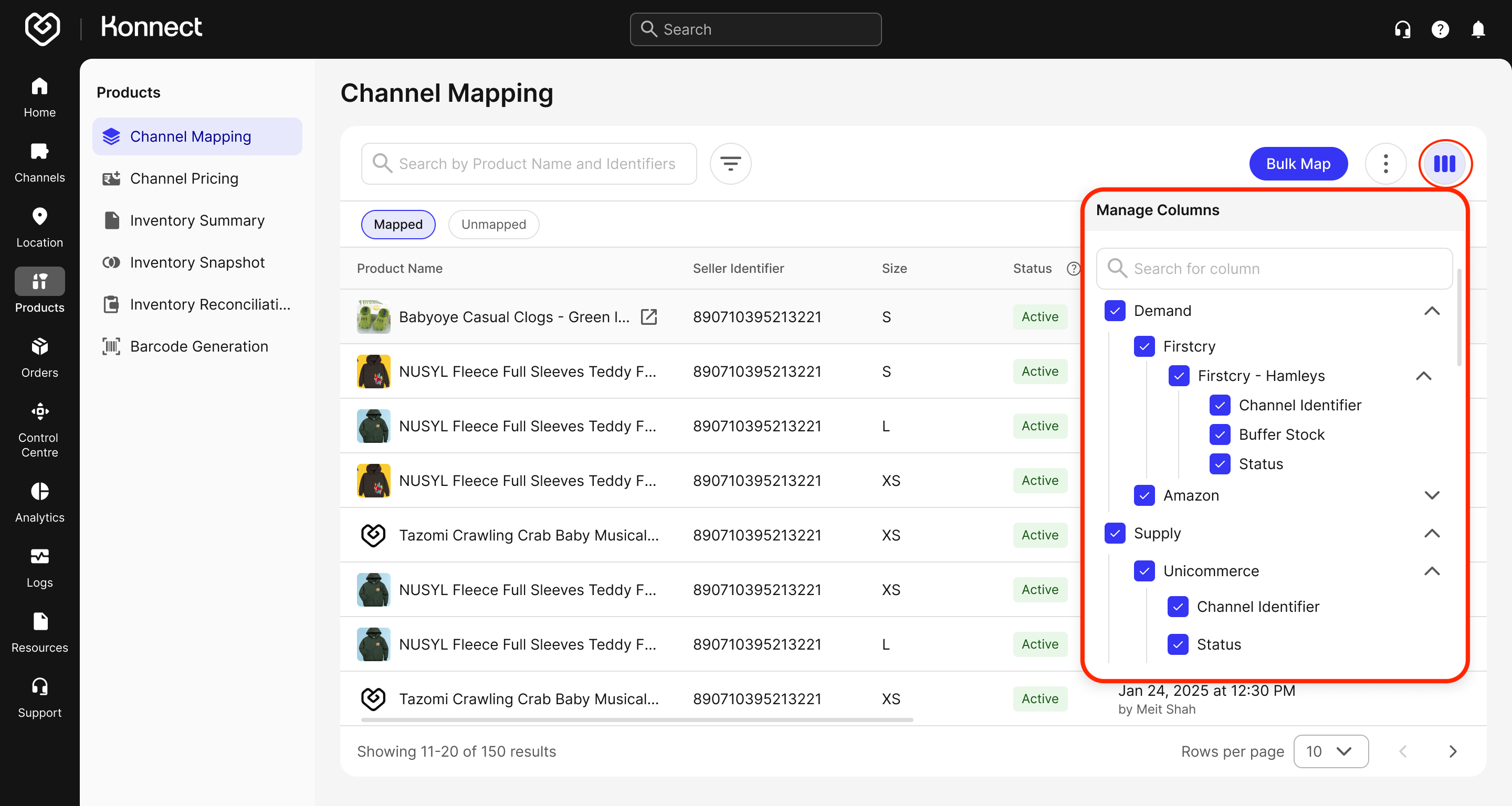 Column Selector for Channel Mapping