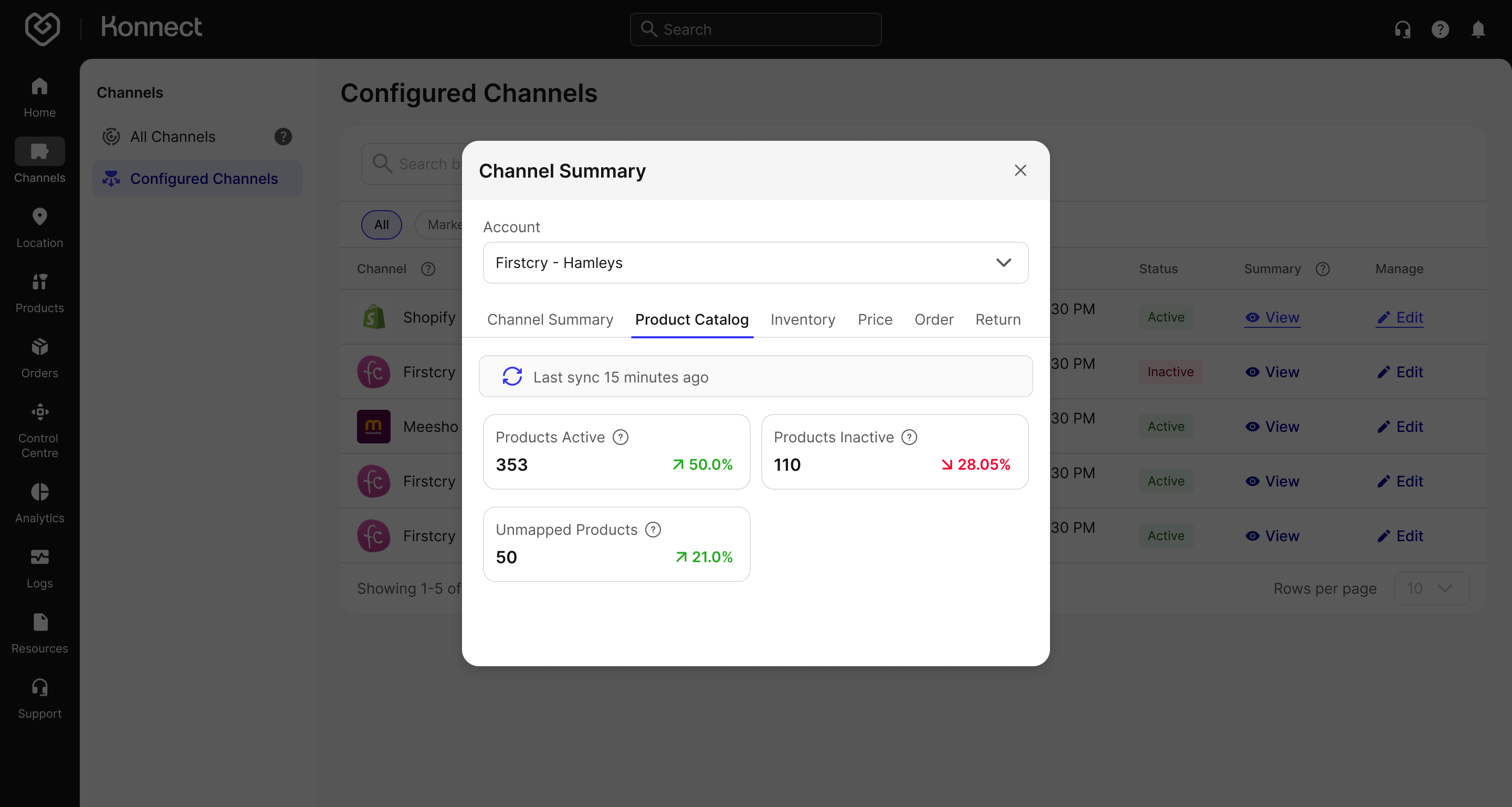 Channel Summary - Product Catalog