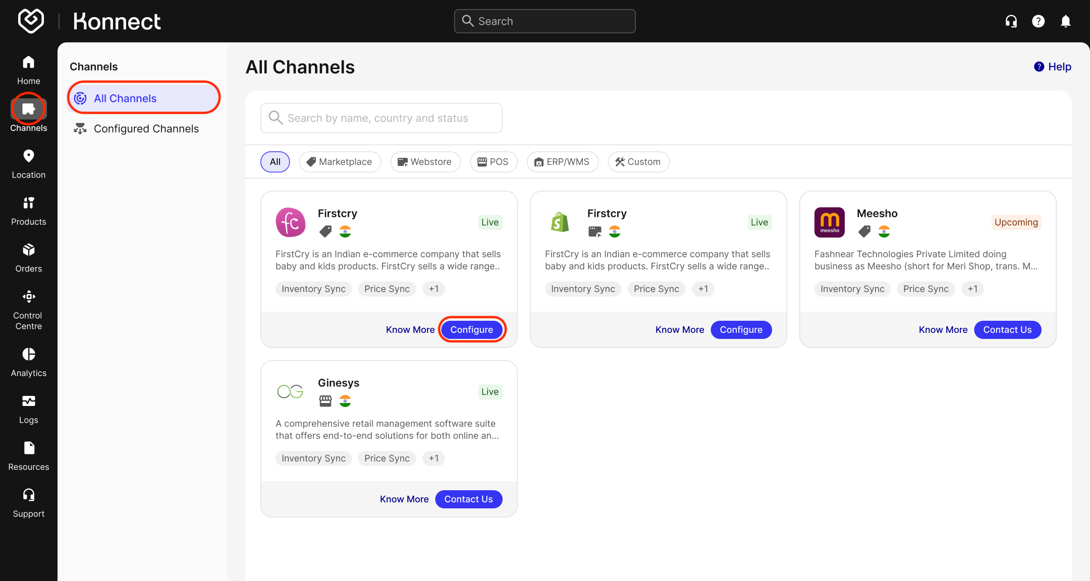 First Page of Store Auth Channel Configuration