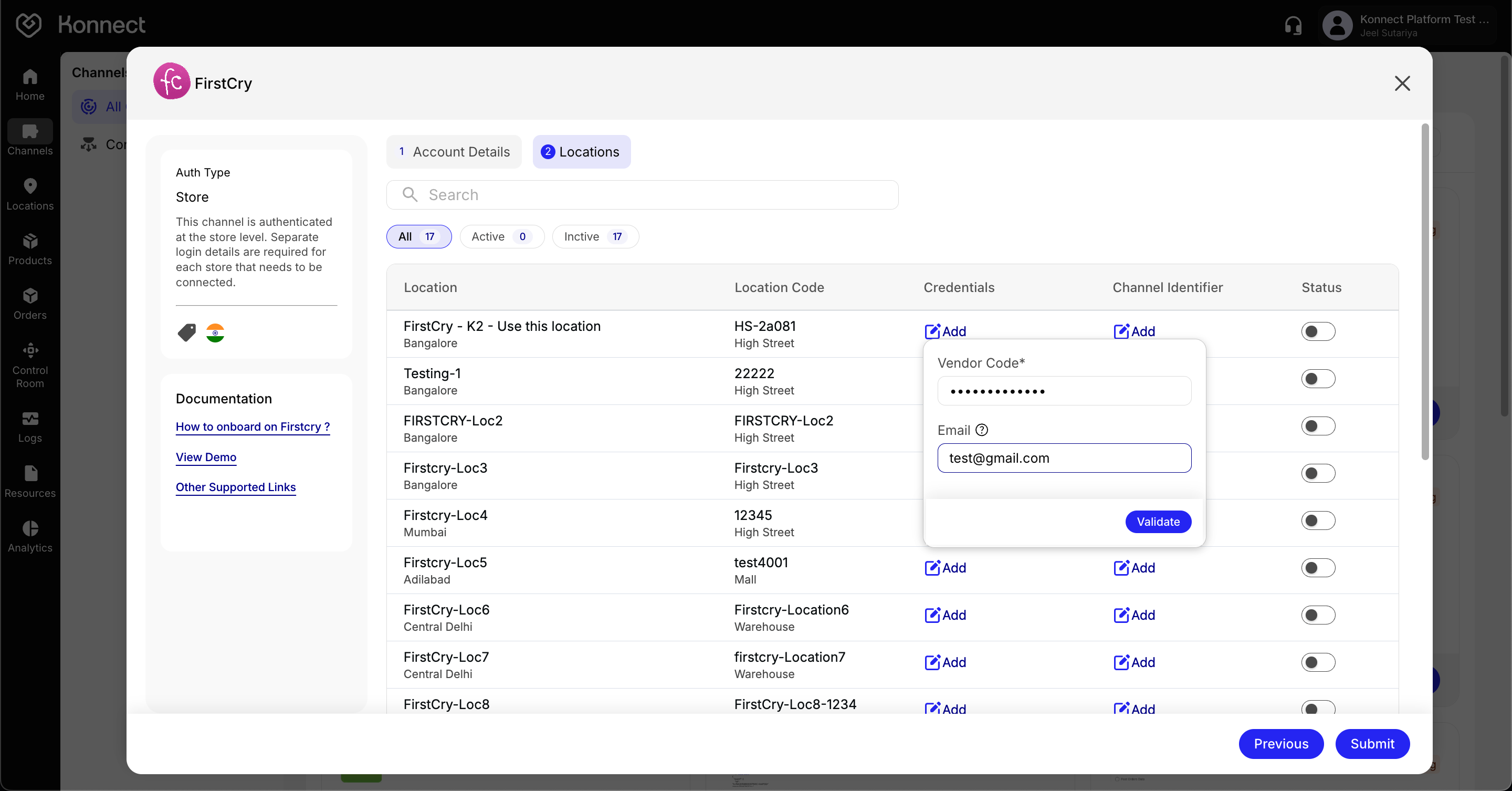 Store Auth - Configure Locations Step 2