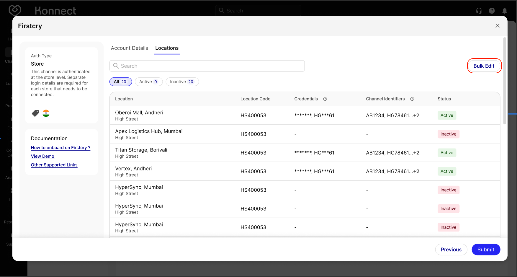 Store Auth - Bulk Edit Locations