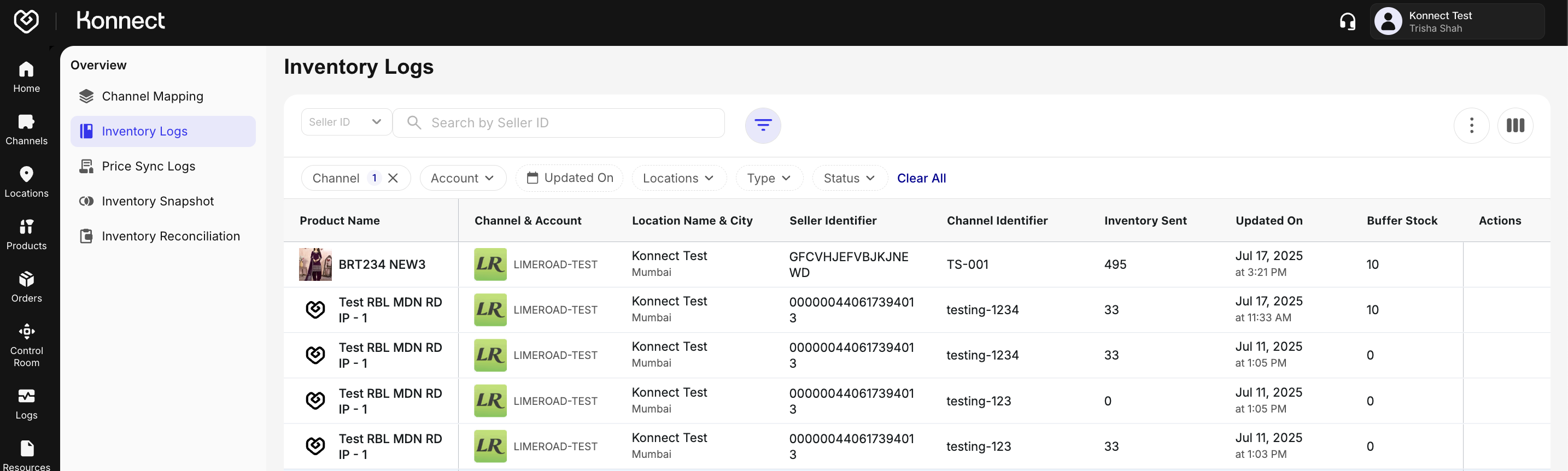 Limeroad Inventory Logs Panel