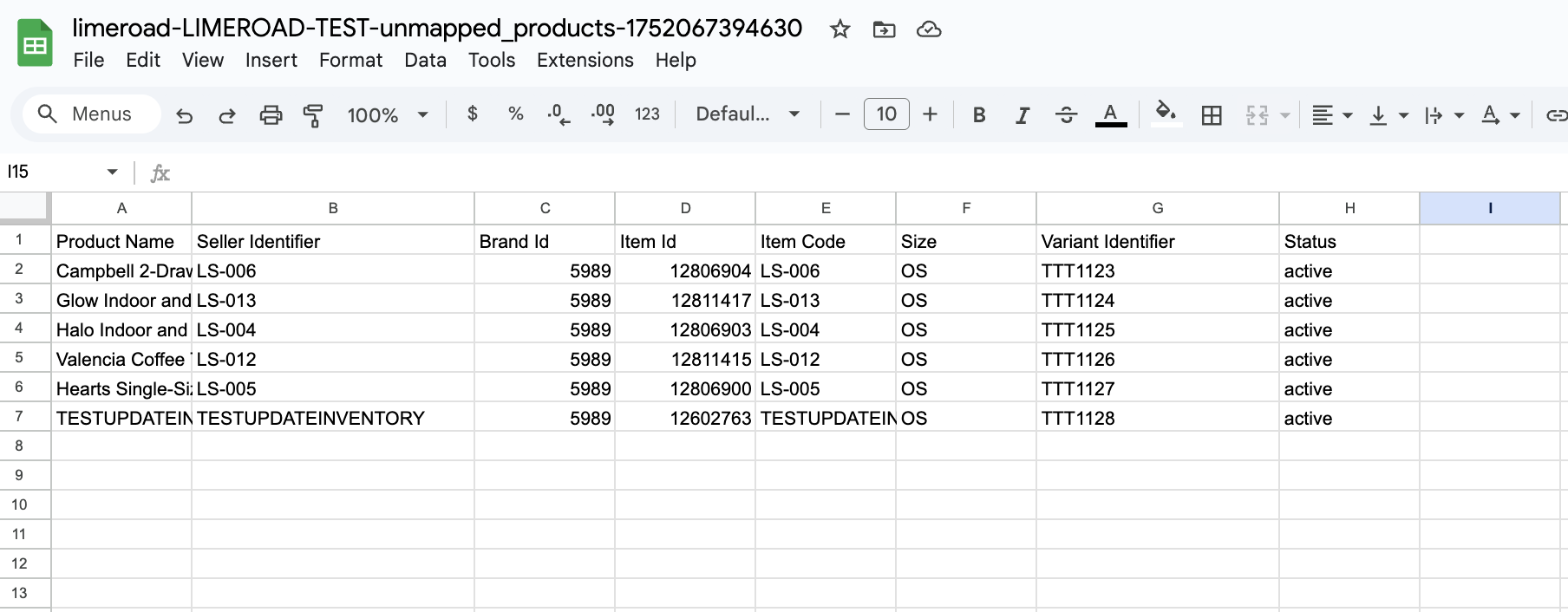Limeroad Variant Excel