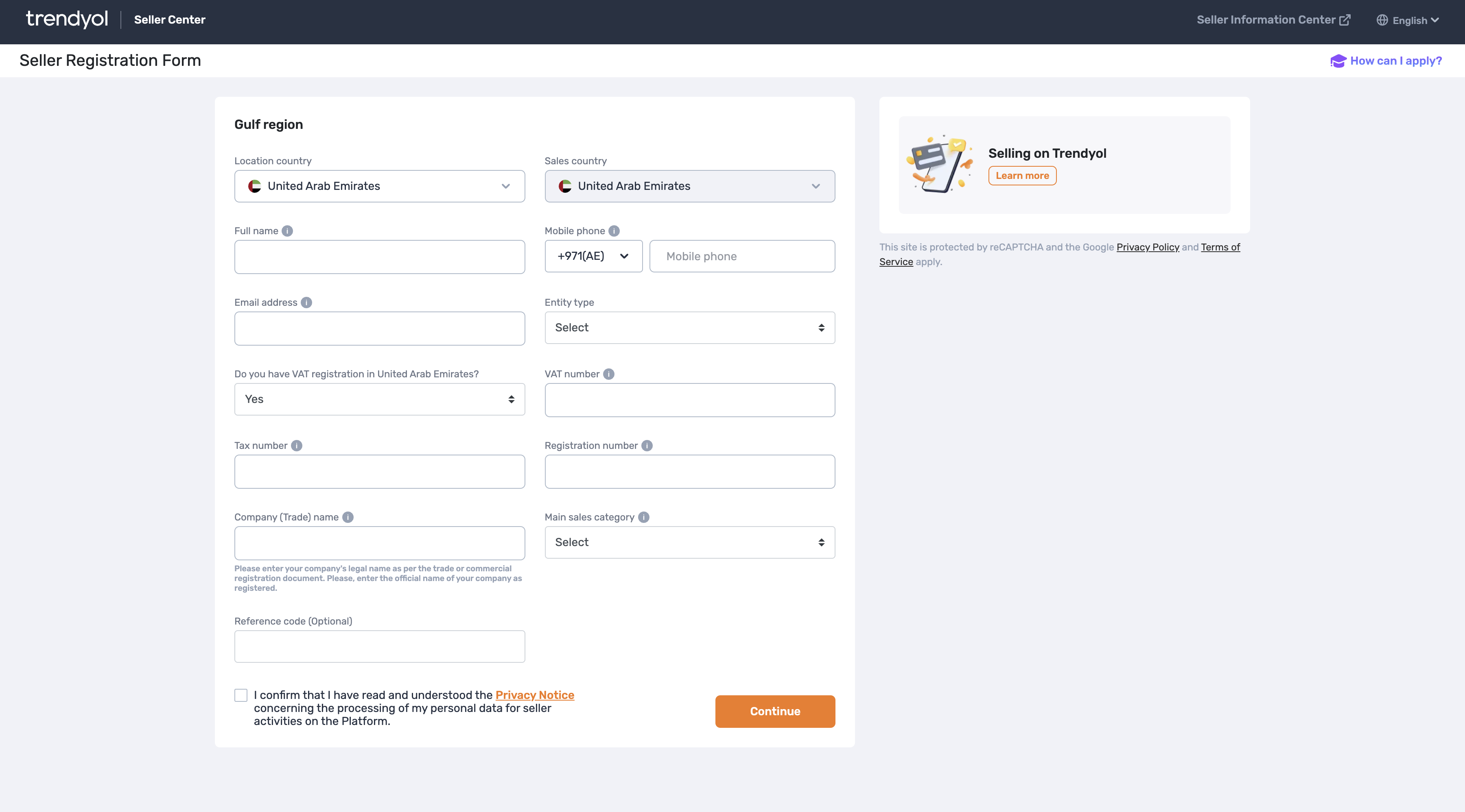 Seller Registration Form