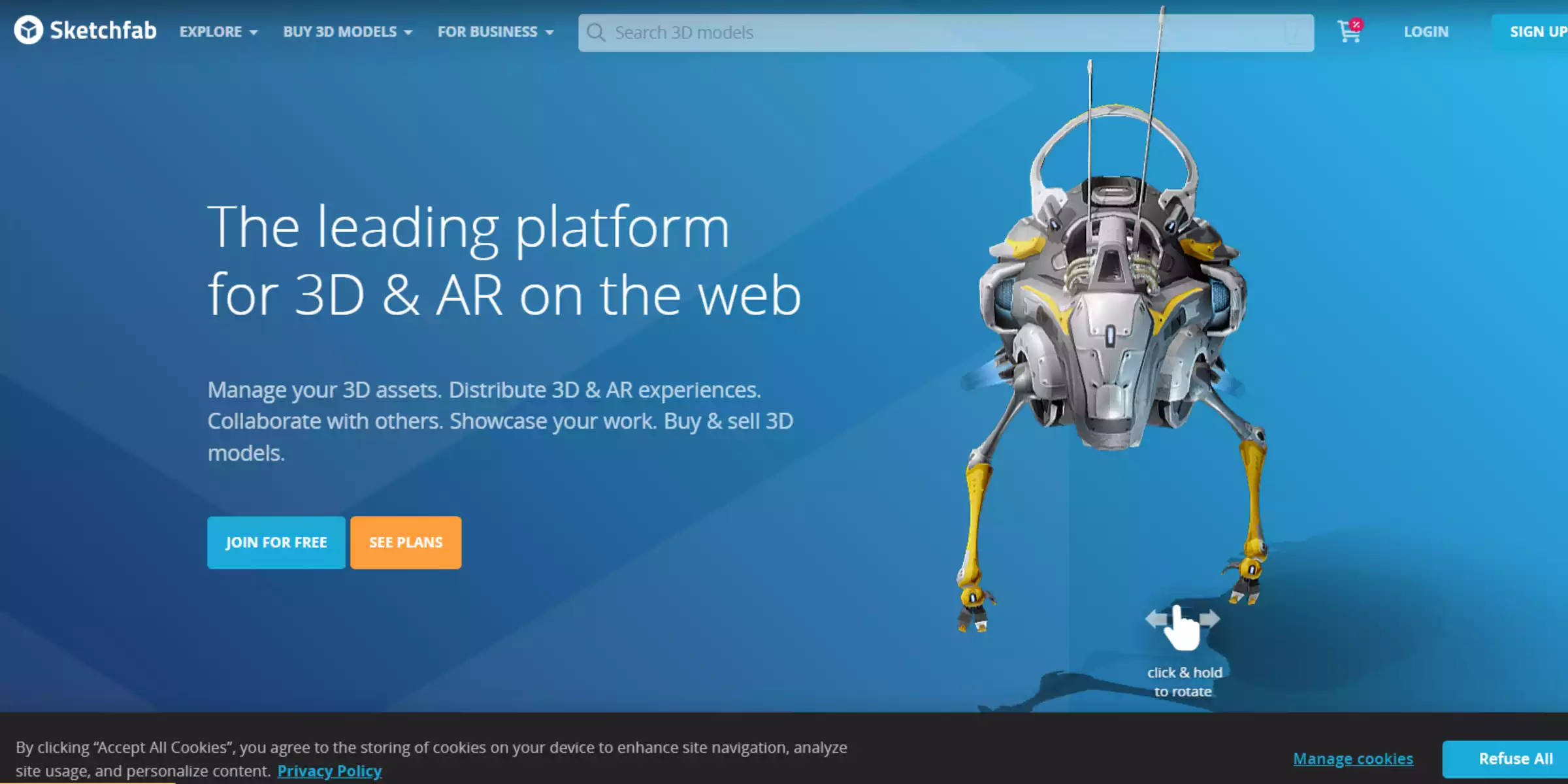 Home page of Sketchfab