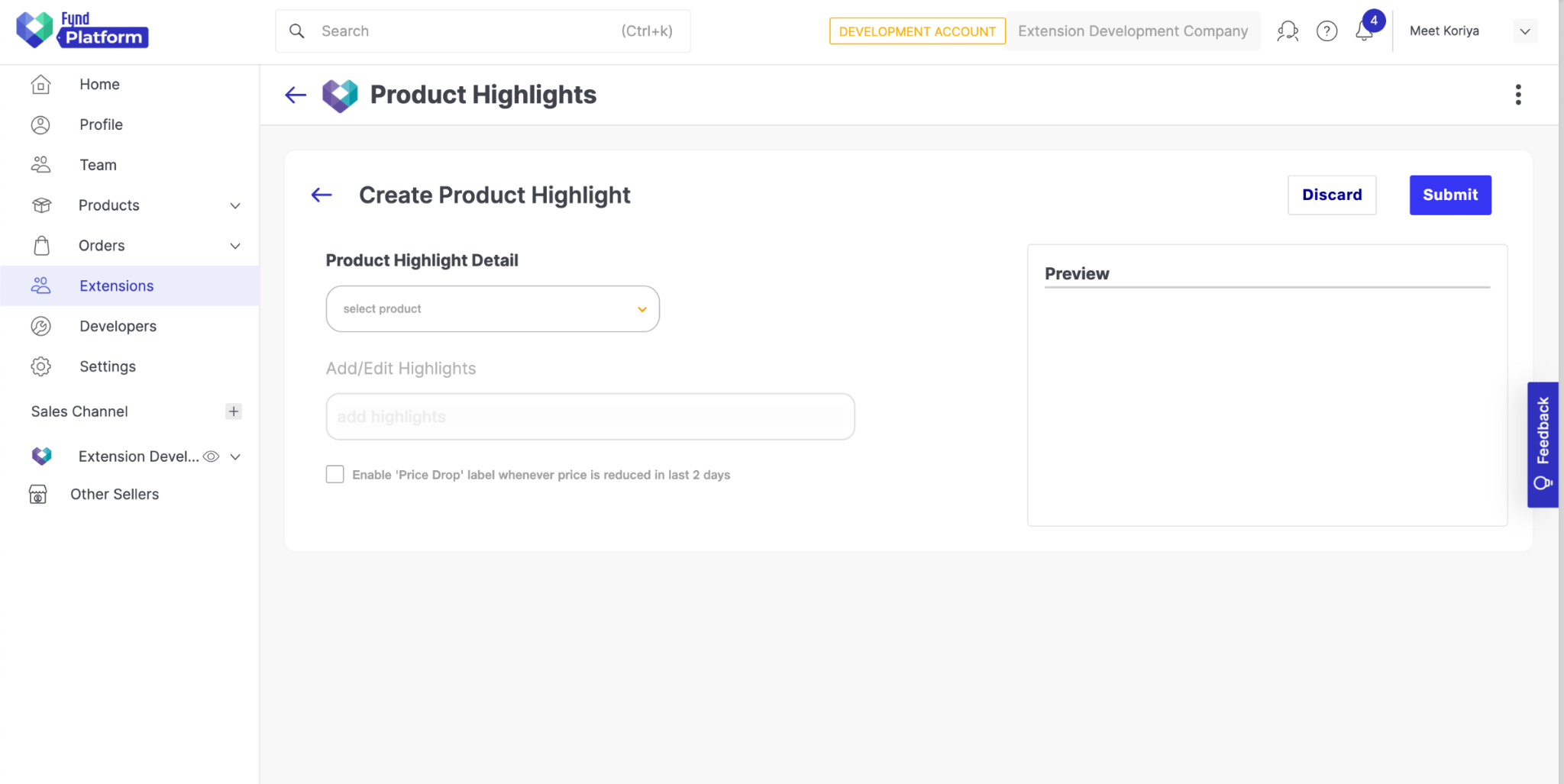 create product highlight page