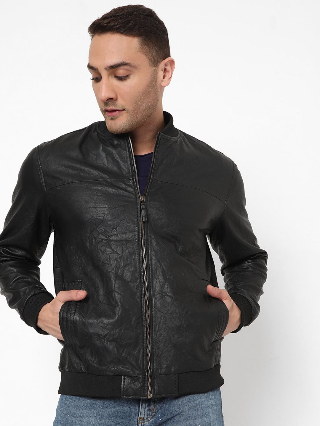 Men's Pure Leather Bomber Jacket