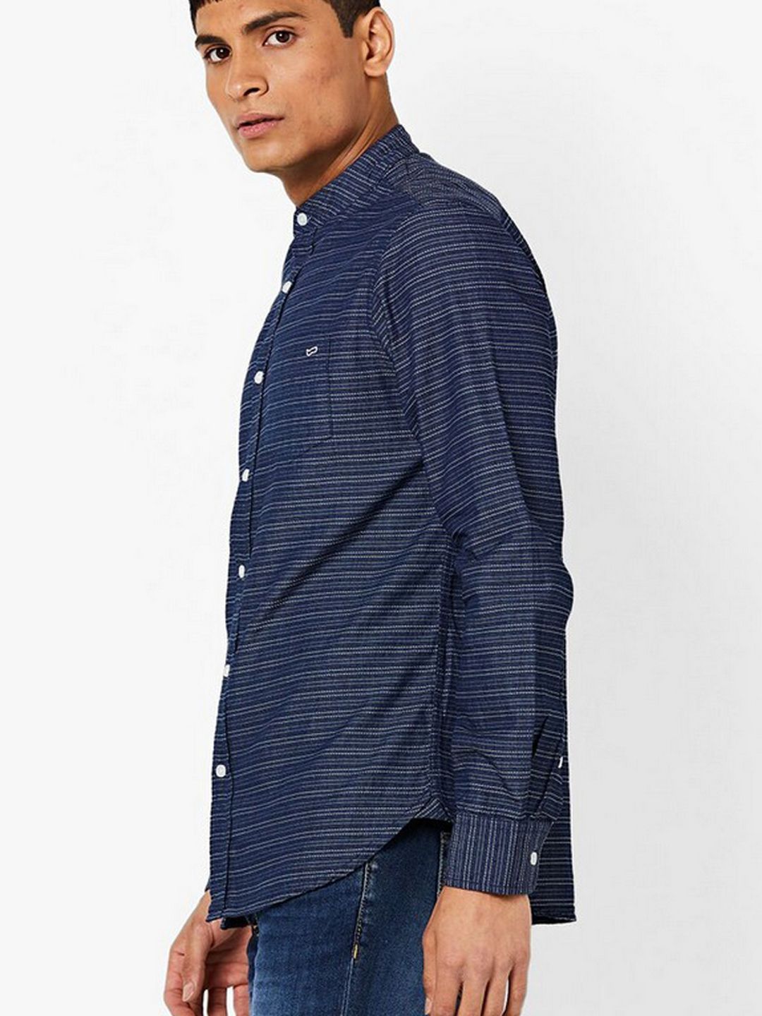 Men's Dyami S navy blue jacquard stripes shirt