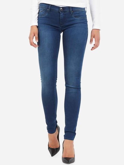 Women's skinny fit indigo mid wash Sumatra jeans