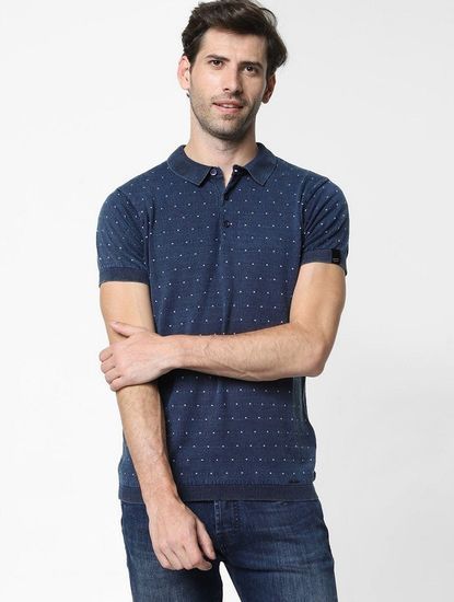 Men's Ryce printed blue polo t-shirt