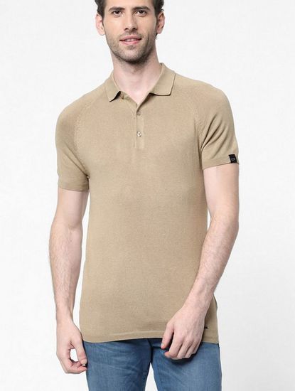 Men's Ryce solid beige polo shirt