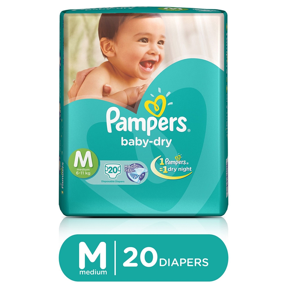 Pampers Baby Dry Diapers (M) 20 count (6 11 kg)