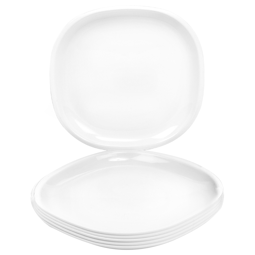Signoraware White Square Plastic Half Plate 8.1 inch (Set of 6)
