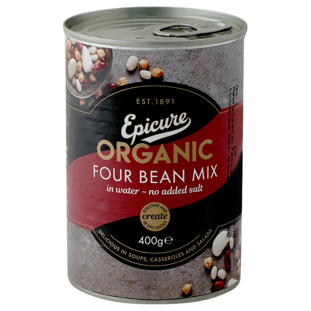 Epicure Organic (No Added Salt) 4 Bean Mix 400 g