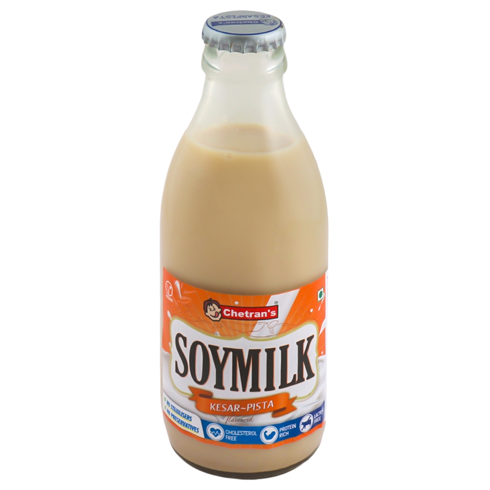 Chetran's Kesar Pista Flavoured Soy Milk 200 ml (Bottle)
