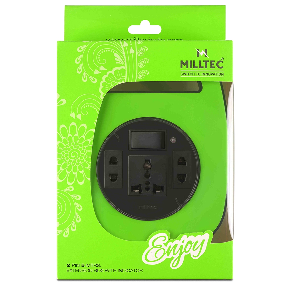 Milltec Enjoy 5 m 2 Pin Extension Box With Indicator (1 pc)