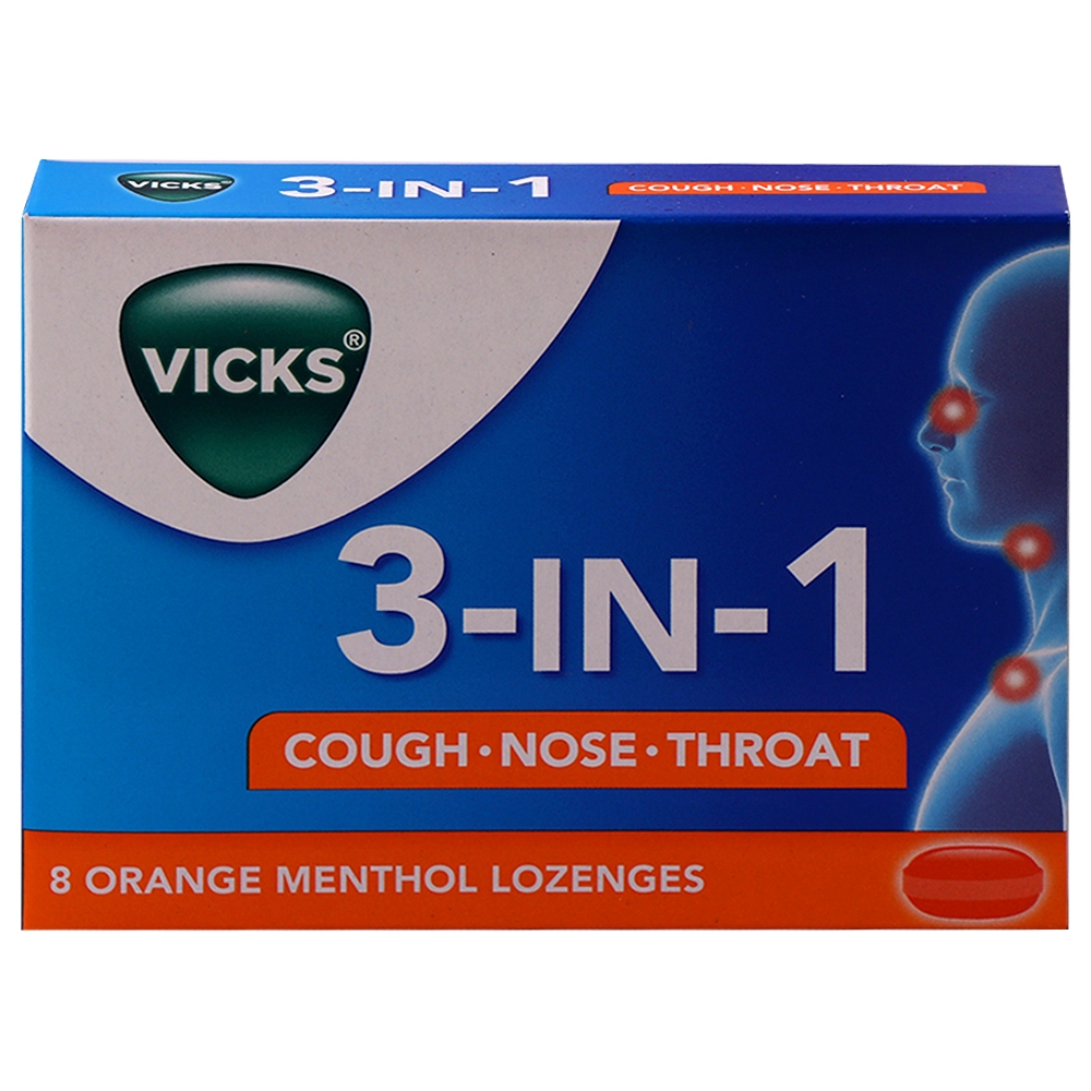 Vicks 3 in 1 Orange Cough Drops 8 pcs 20 g