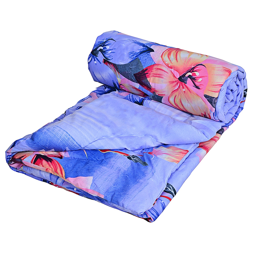 Bella Casa Cosmo Blue Floral Microfiber Double Quilt 210x200 cm (Design 3)