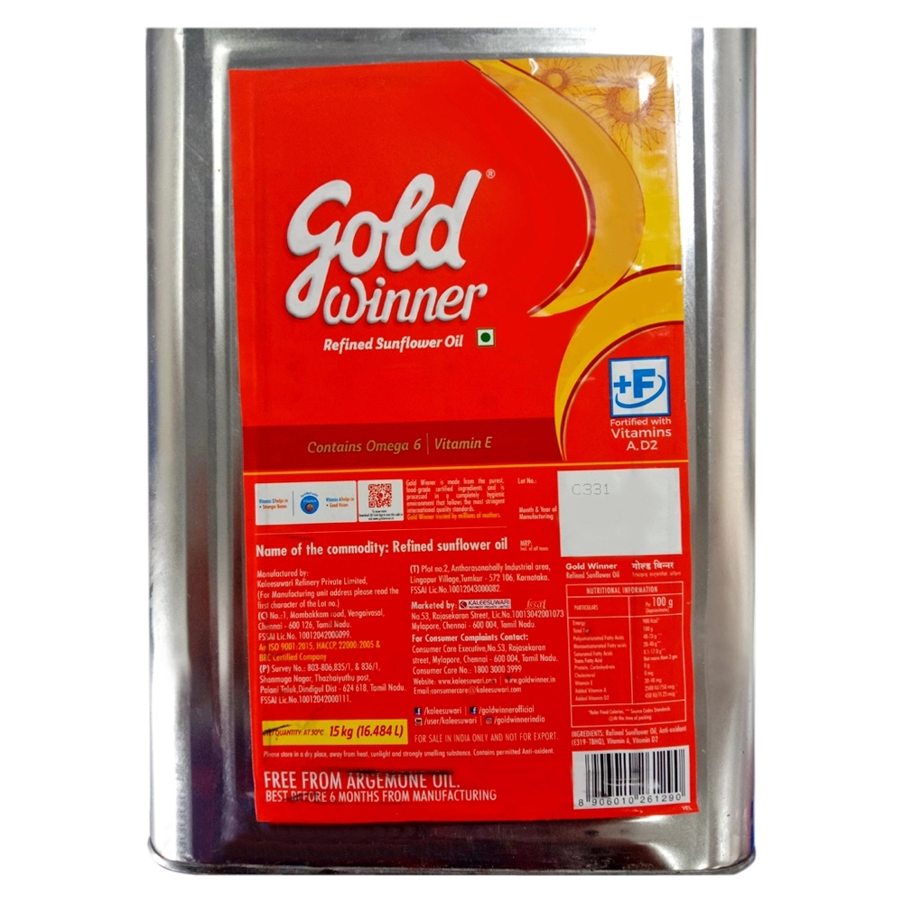 Gold Winner Refined Sunflower Oil 15 kg