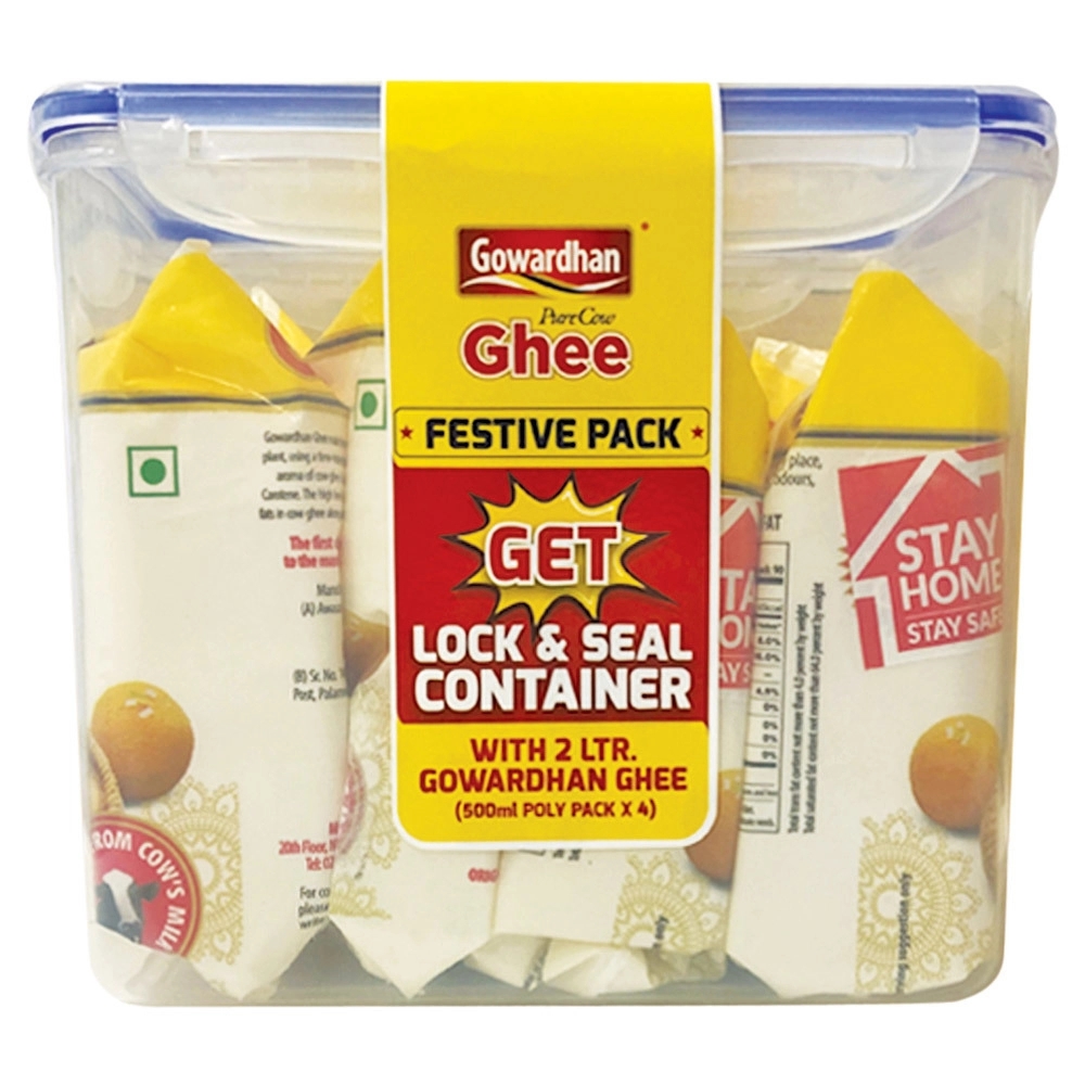 Gowardhan Pure Cow Ghee With Container 500 ml (Pack of 4) (Pouch)