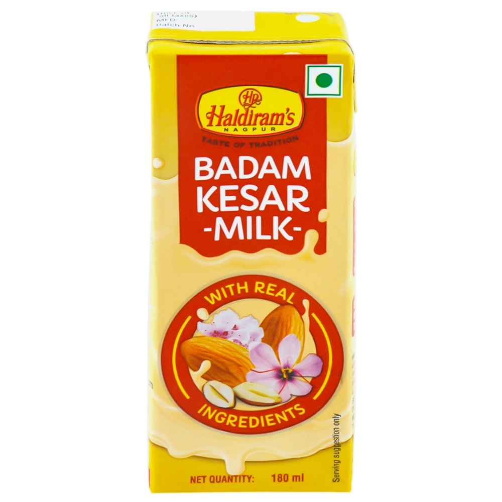 Haldiram's Badam Kesar Flavoured Milk 180 ml (Tetra Pak)