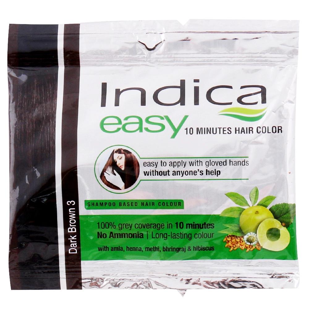 Indica Easy Shampoo Based Ammonia Free Hair Colour Dark Brown (3) 25 ml Indica Easy Shampoo Based Ammonia Free Hair Colour Dark Brown (3) 25 ml