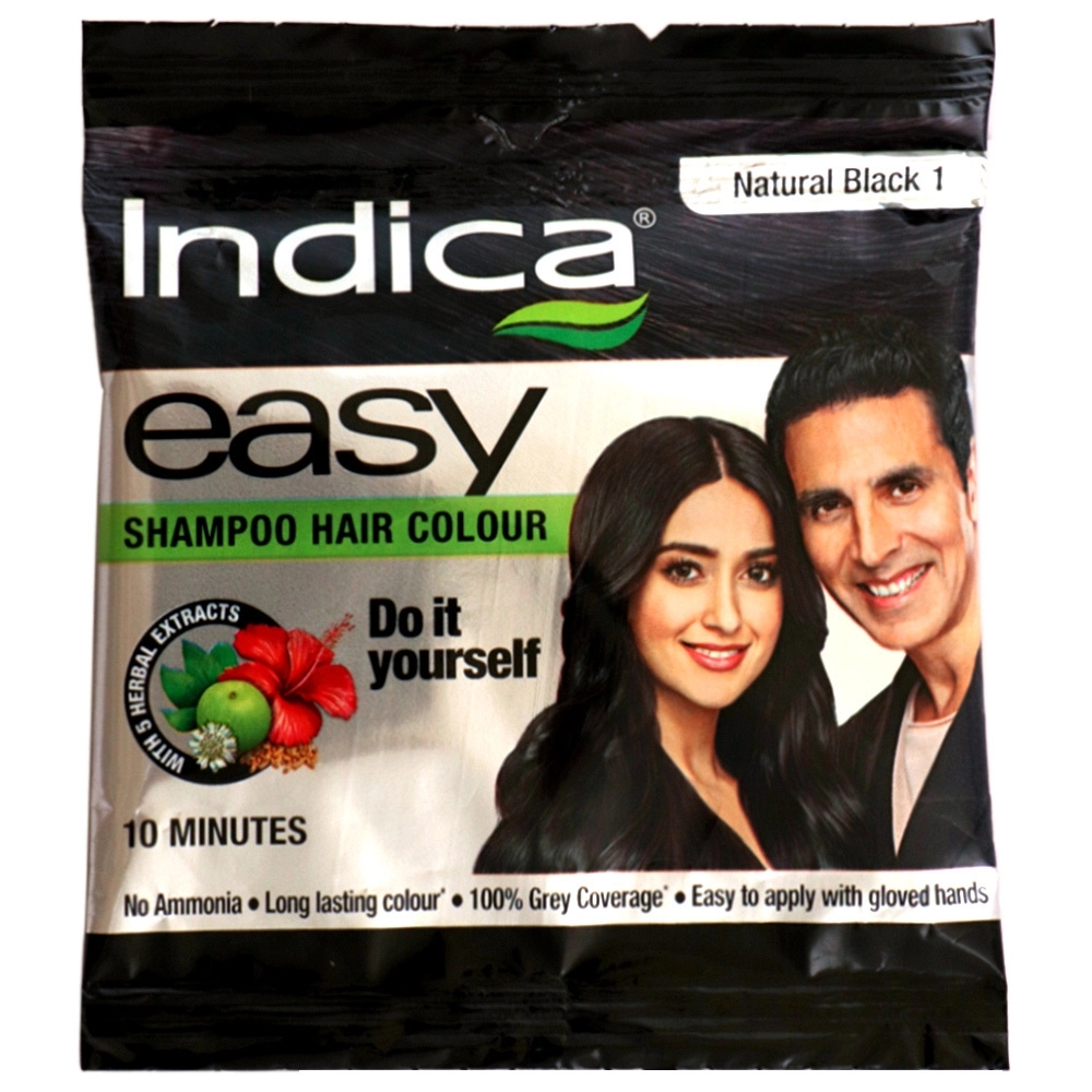 Indica Easy Shampoo Hair Colour, Natural Black 1 18 ml