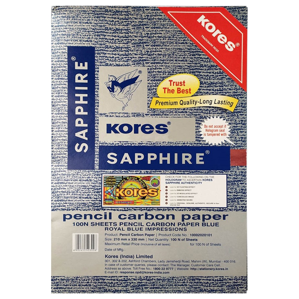 Kores Blue Pencil Carbon Paper (100 Sheets)