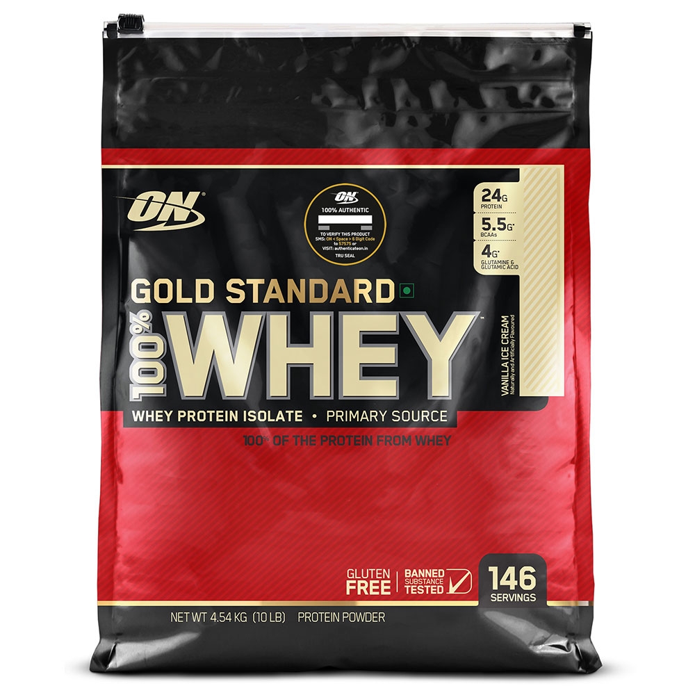 Optimum Nutrition (ON) Gold Standard 100 Whey Vanilla Ice Cream Protein Powder 4.54 kg