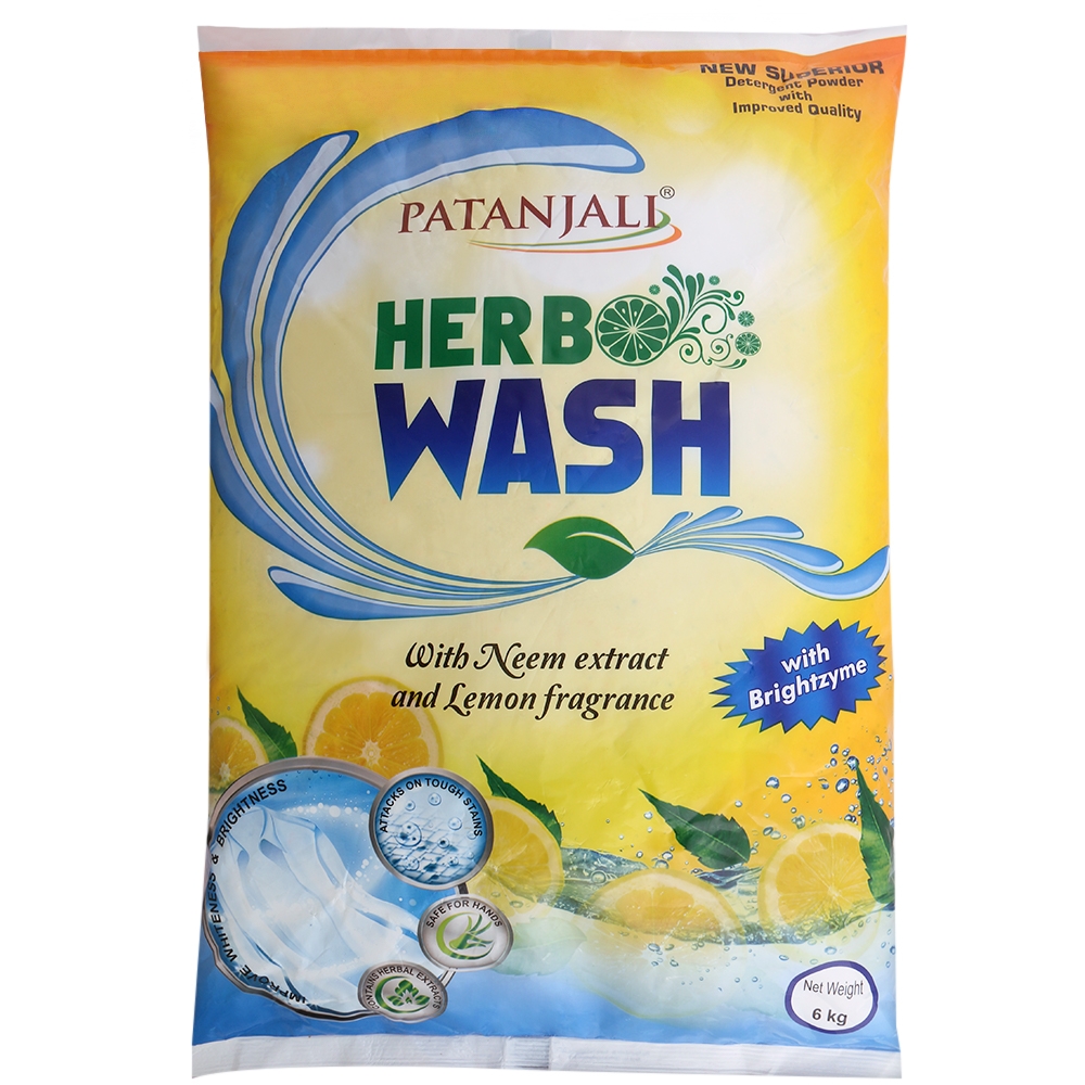 Patanjali Herbo Wash Neem & Lemon Detergent Powder 6 kg