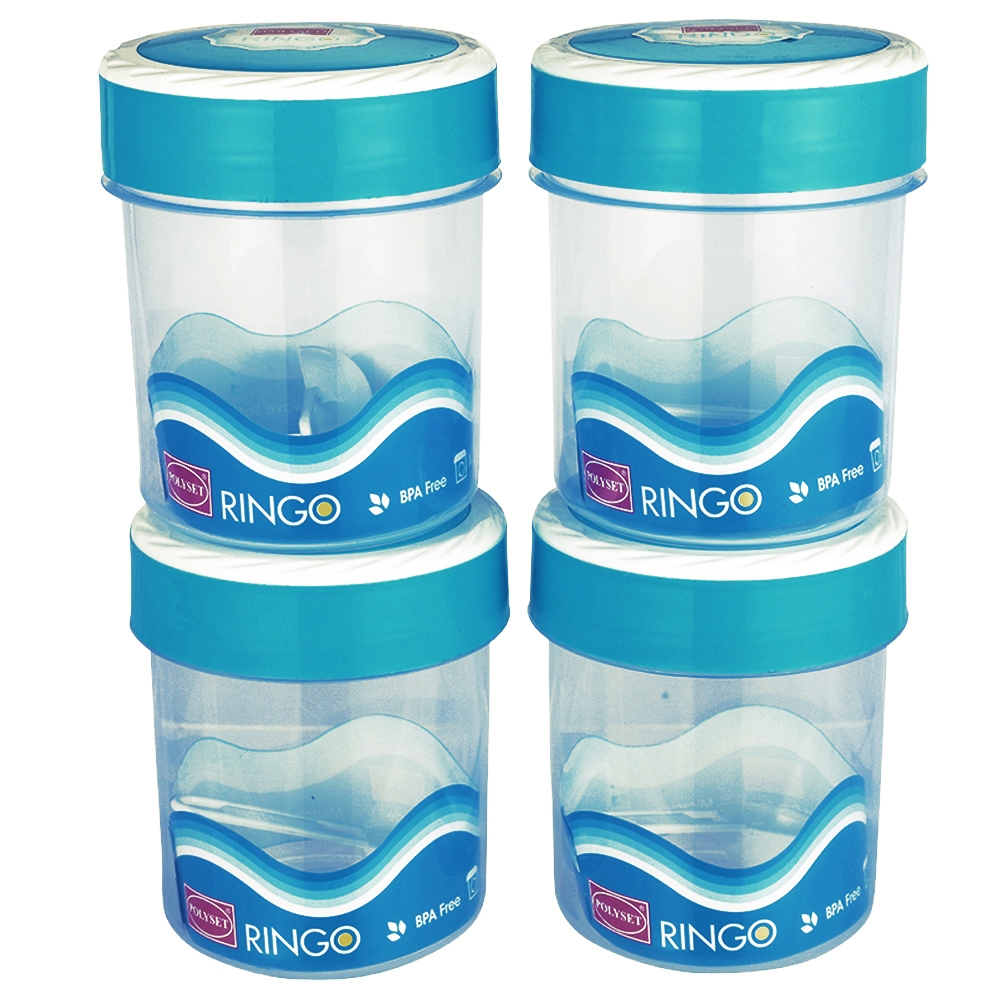 Polyset Ringo Blue Round Plastic Container 500 ml (Set of 4)