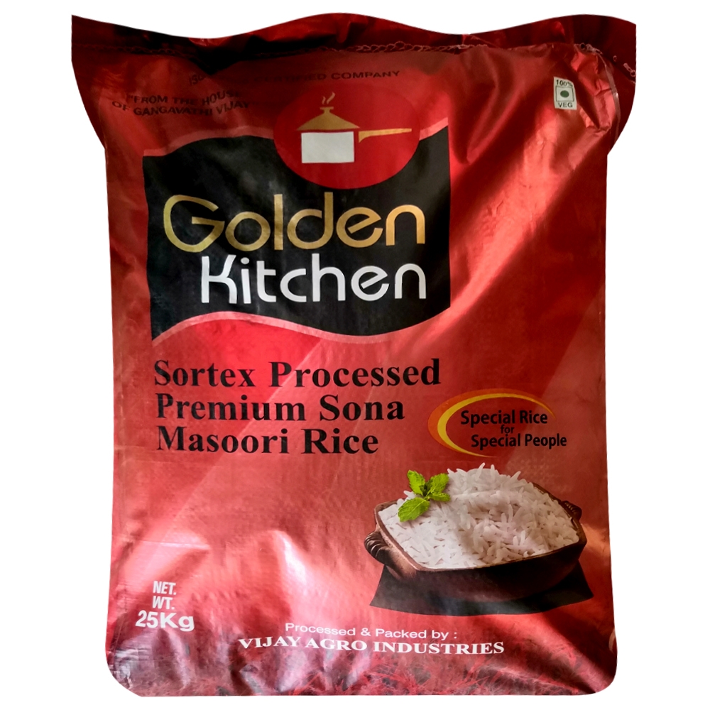 Golden Kitchen Red Sona Masoori Steam Rice 25 kg
