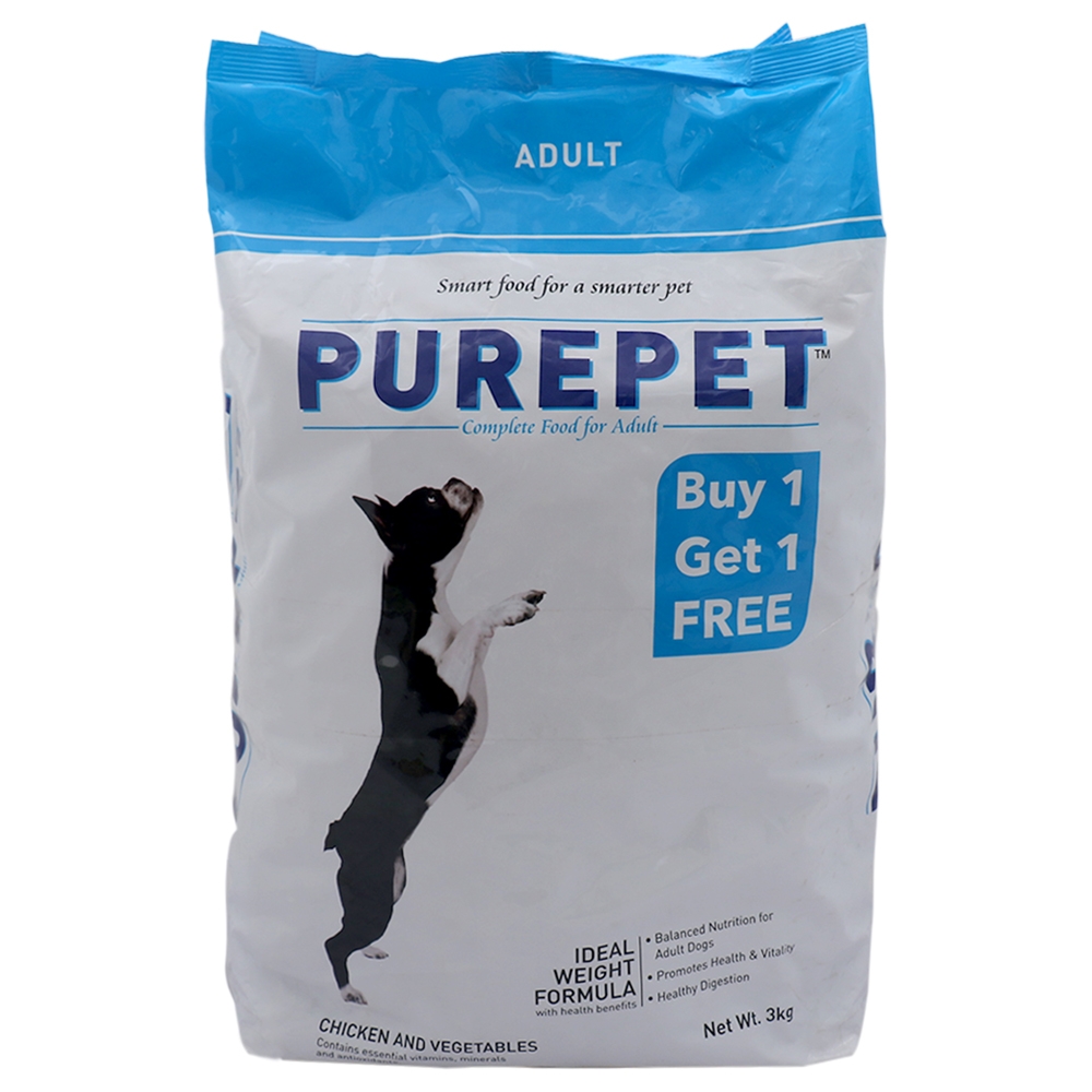 Purepet Chicken & Vegetables Adult Dog Food 3 kg (Buy 1 Get 1)