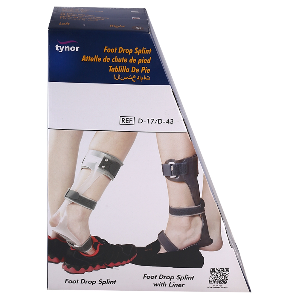 Tynor Right Foot Drop Splint With Liner (M, 237 250 mm)
