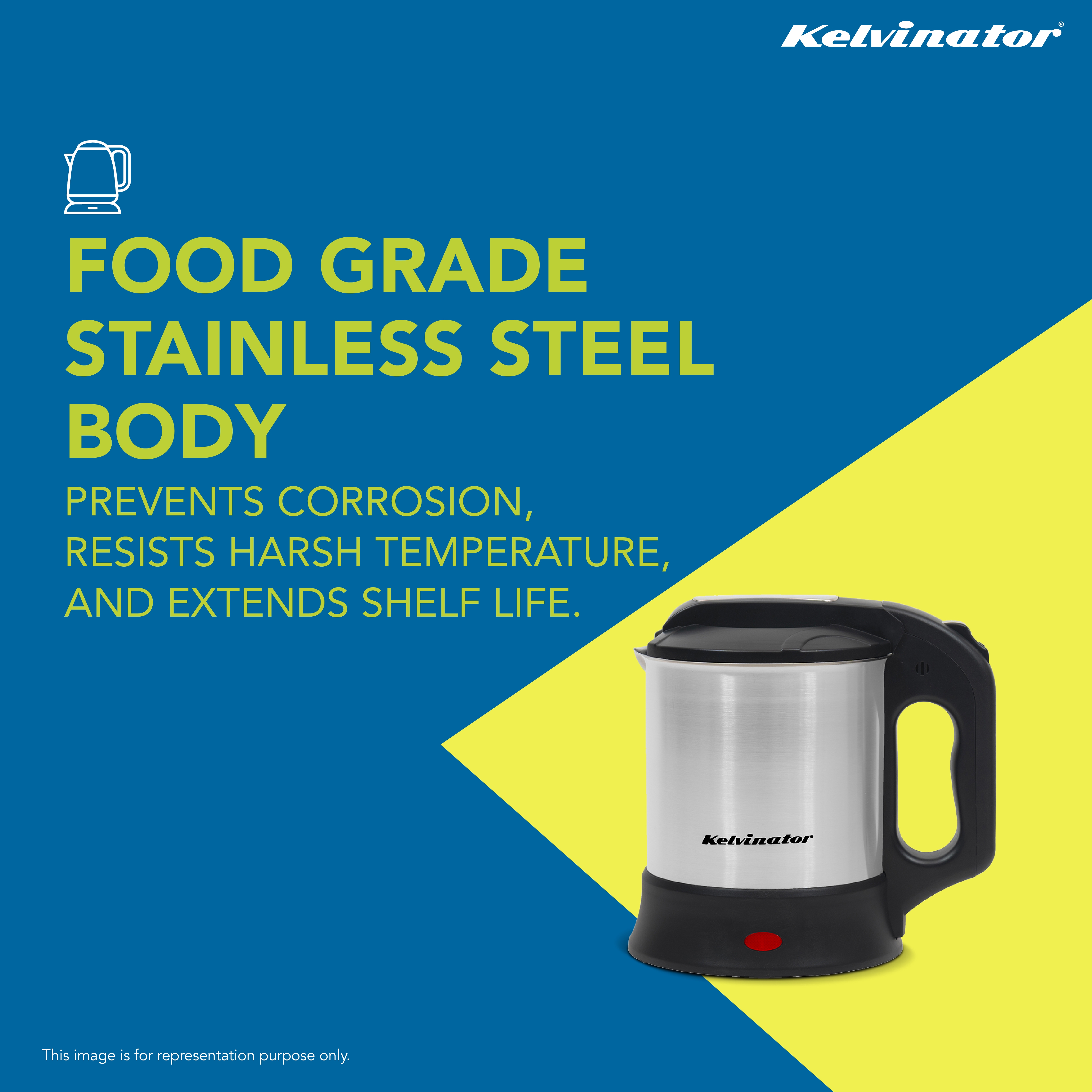 Kelvinator KEKS00310 Cordless Electric Kettle, Silver