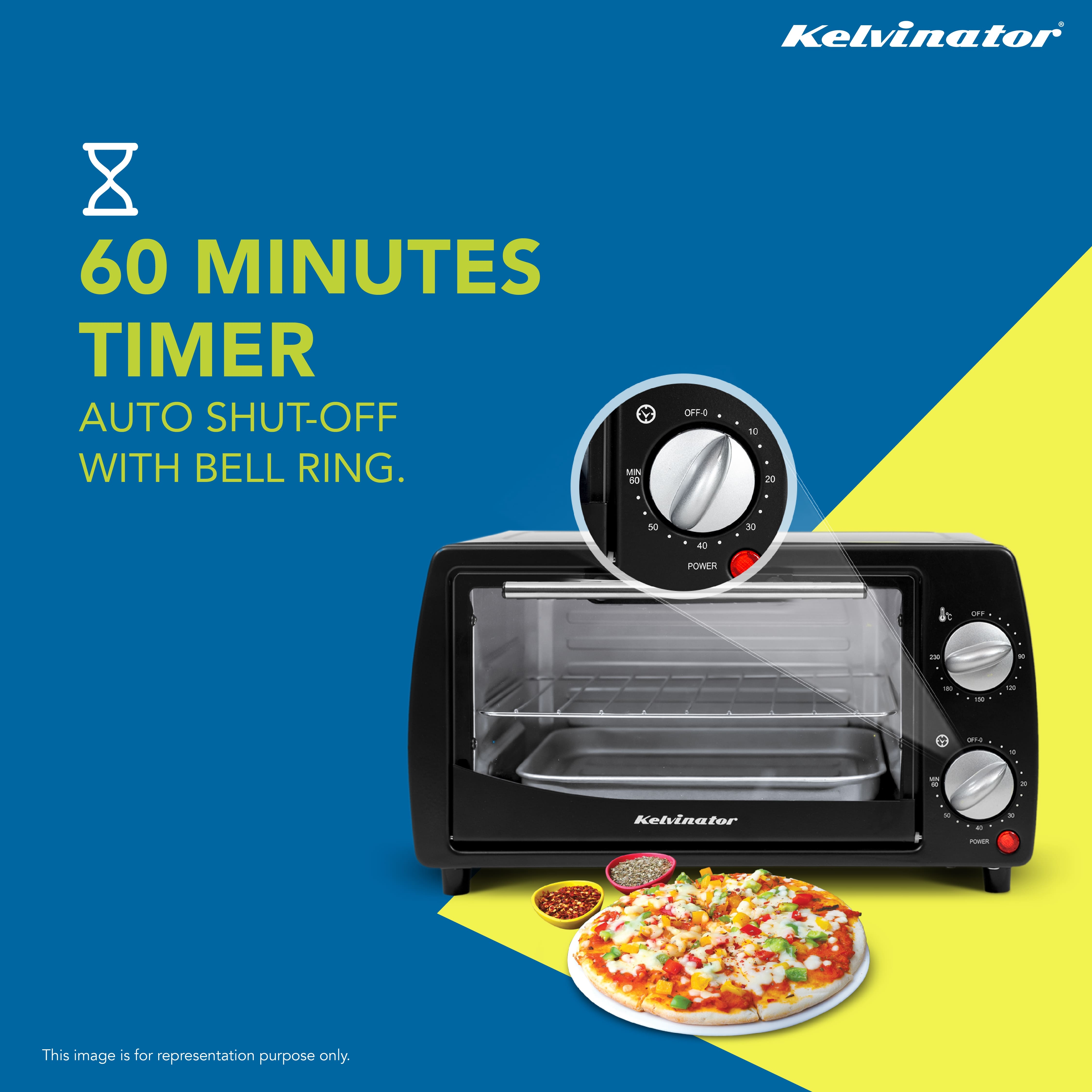 Kelvinator 10L Oven Toaster Griller (OTG), Black, KOTG00110