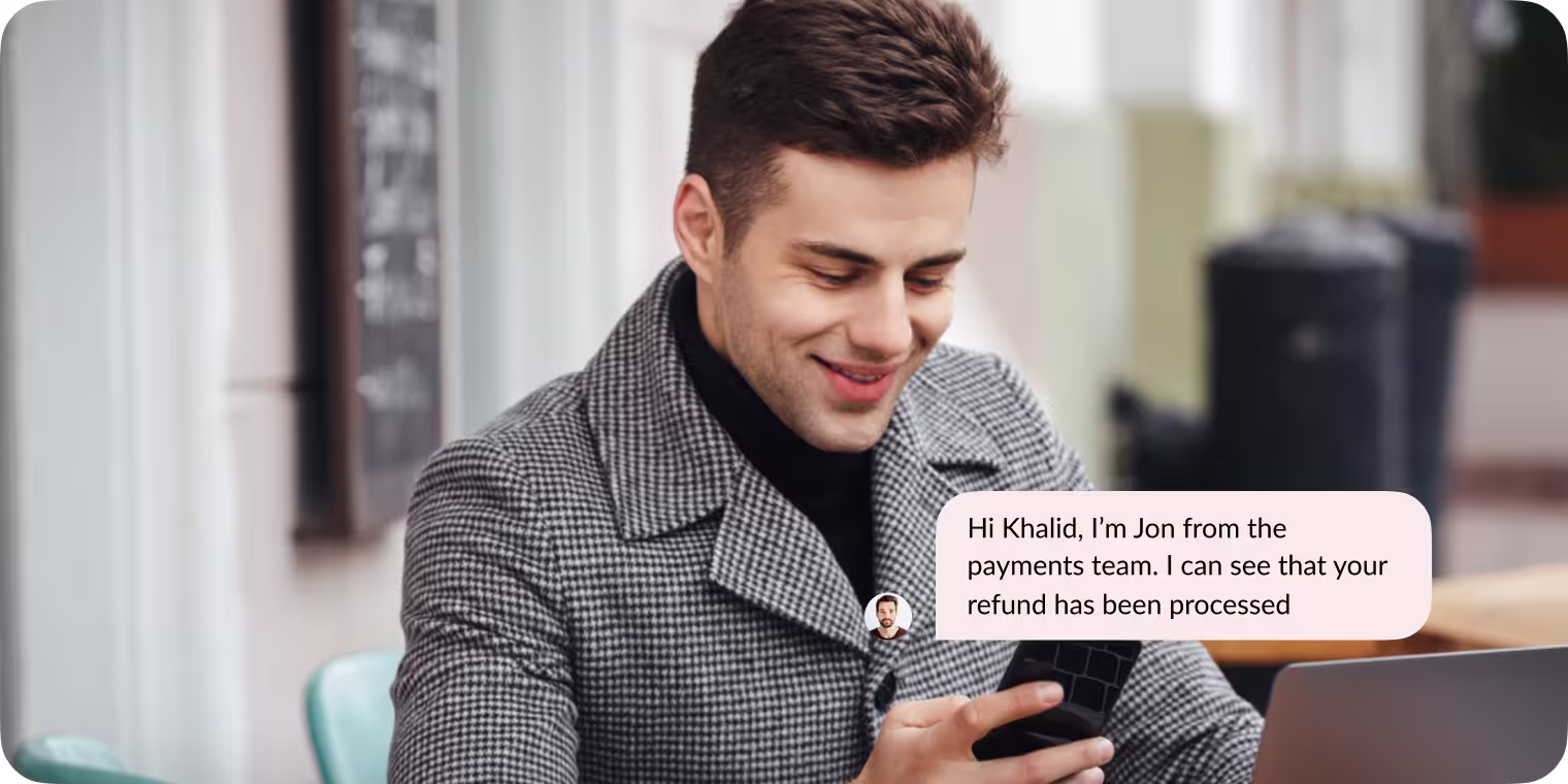 guy checking phone chat 