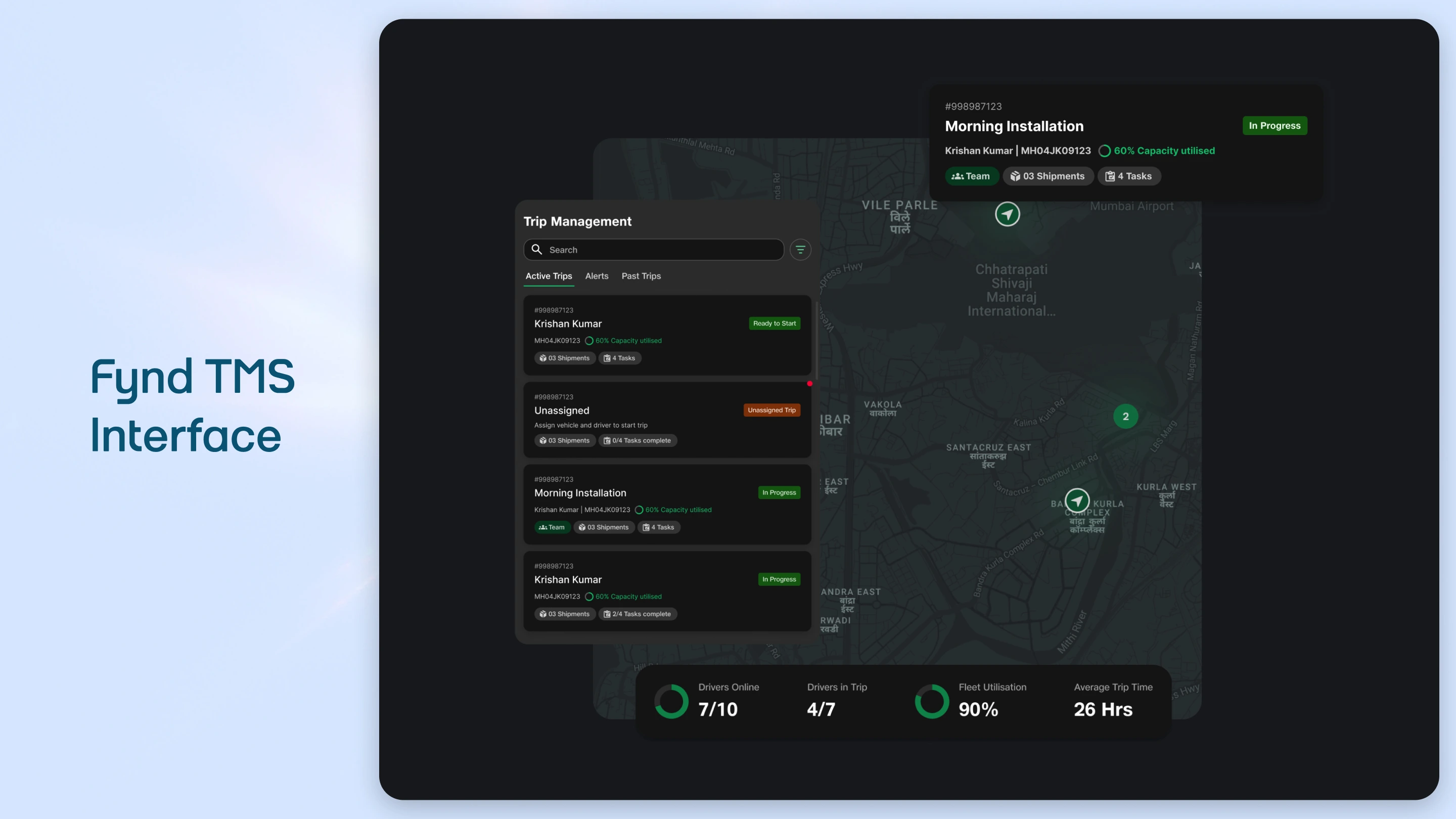 Fynd transport management system interface showing Rapid store onboarding - new locations live within hoursConsistent service quality maintained during aggressive expansionAutomated capacity management during peak demand periodsFuture-ready architecture supporting continued growth