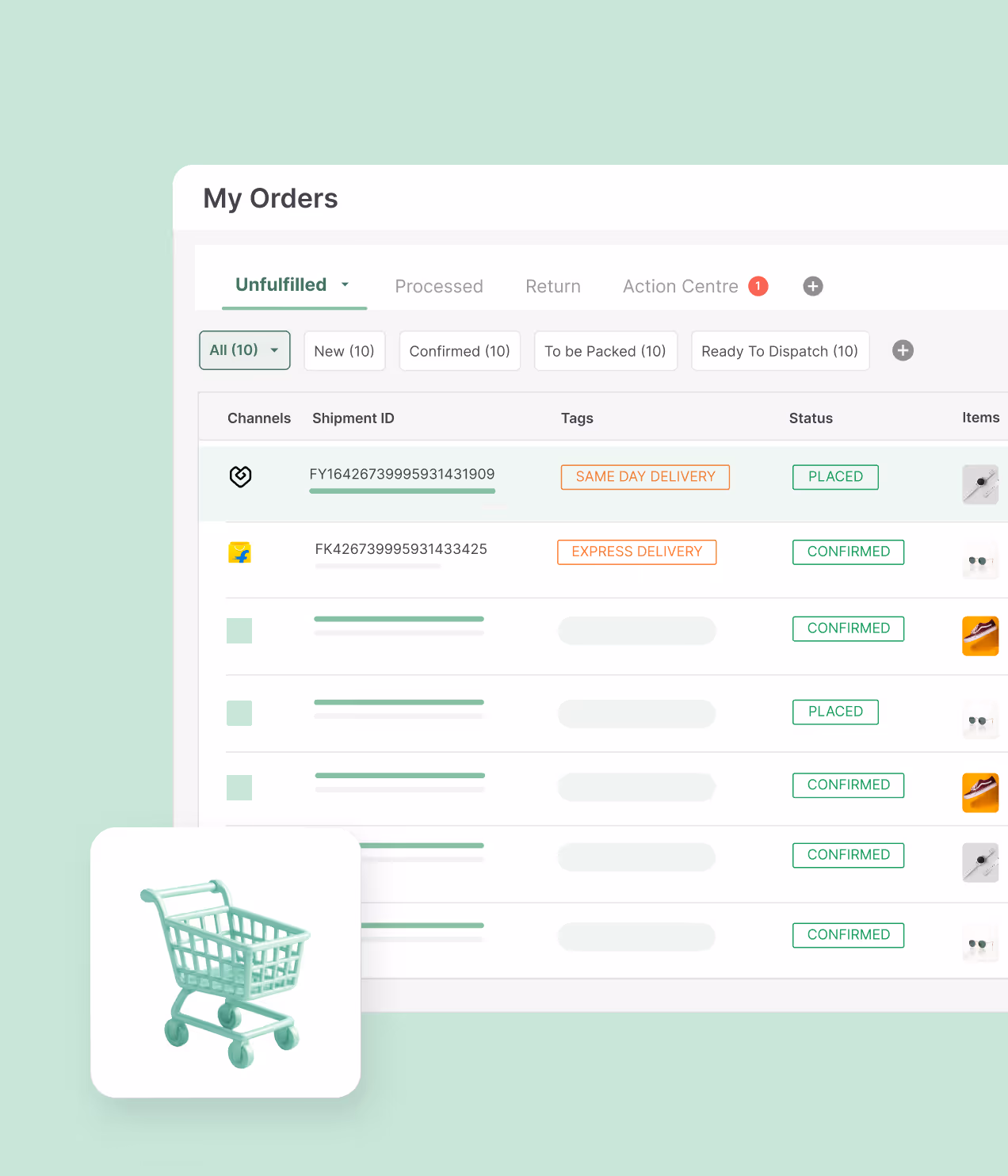 Centralized order dashboard