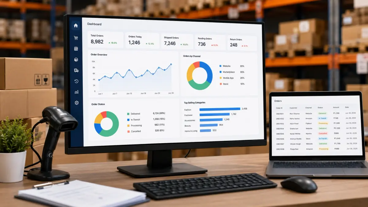 An image showing a dashboard of order management system software