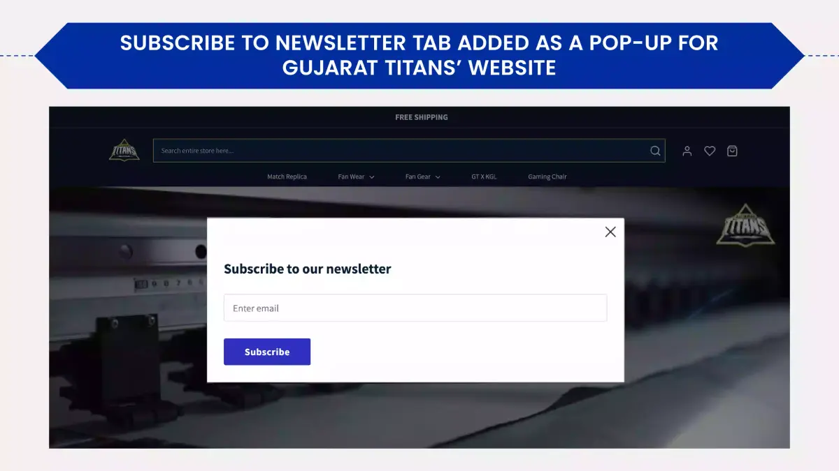 6. Subscribe to the newsletter tab at the home page's footer