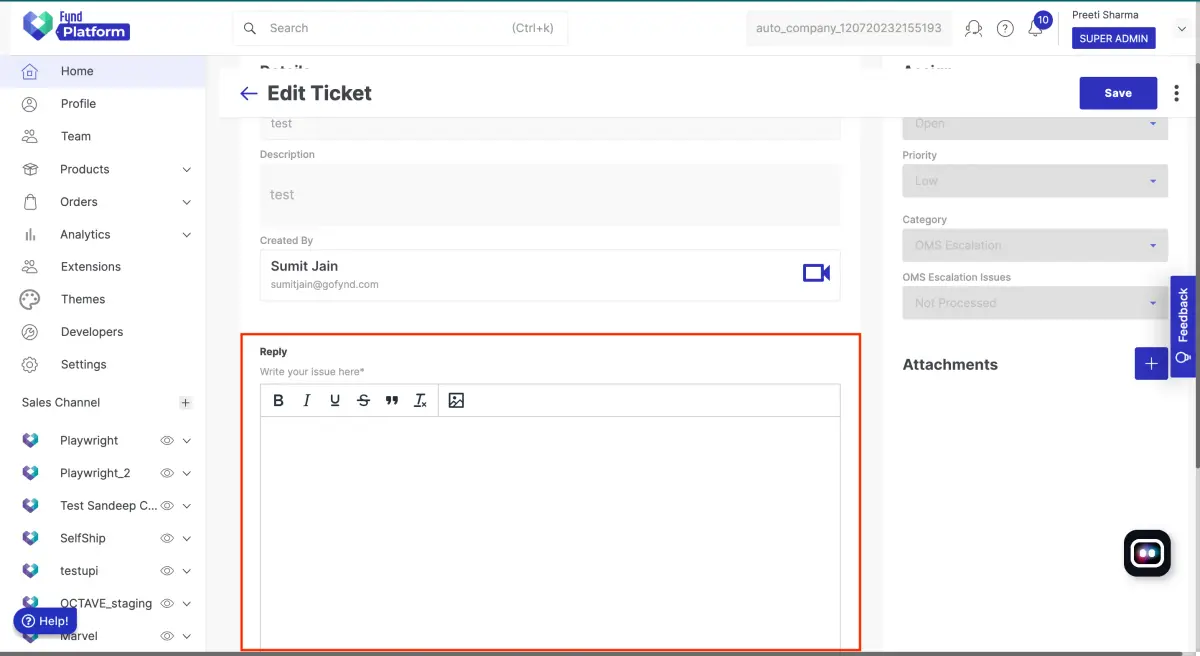 Integrated Reply Management for Escalated Tickets