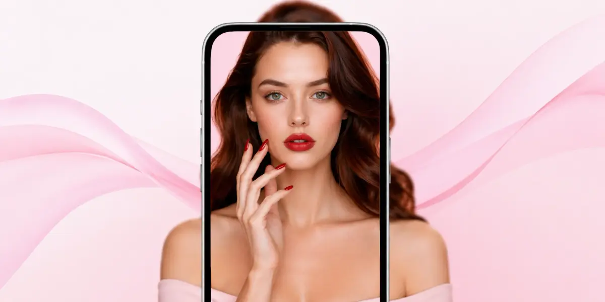 An image showing virtual try-on technology for cosmetics