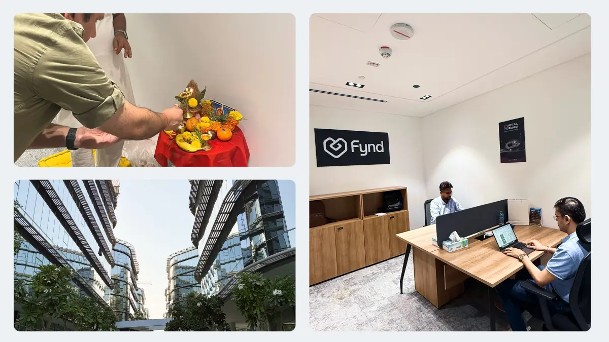 Team Fynd sitting in the newly opened Dubai office