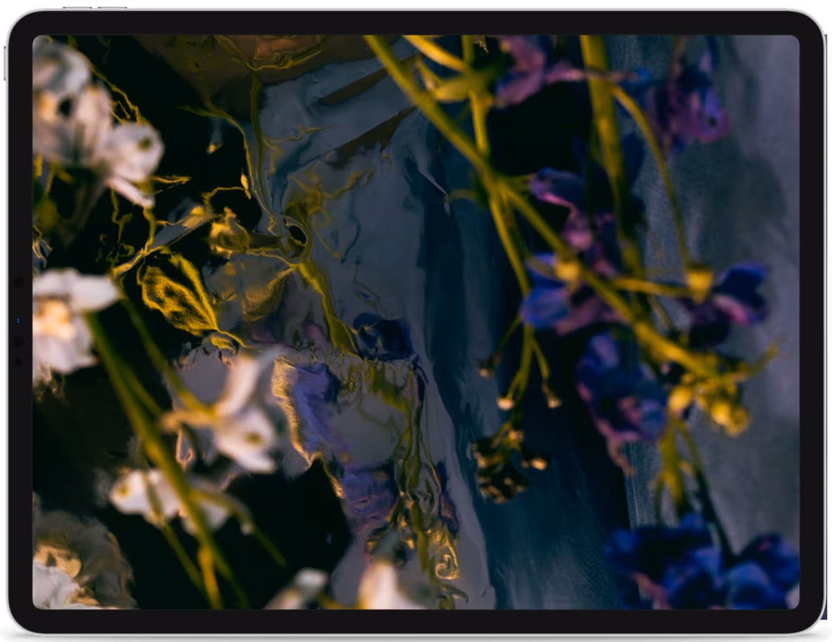Tablet showing AI photoshoot artwork