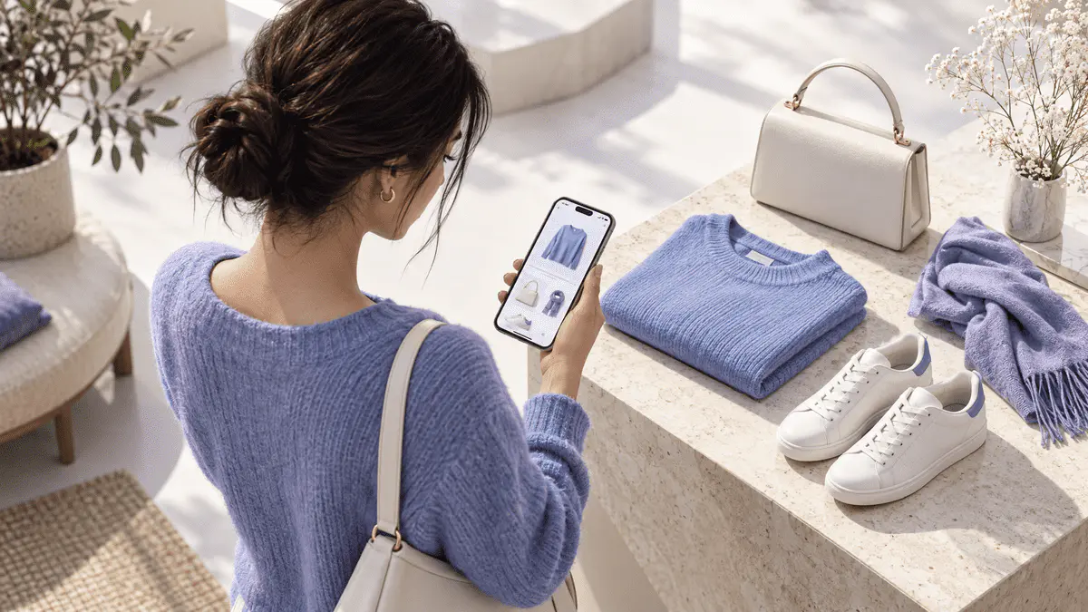 Shopper viewing relevant product recommendations on a smartphone